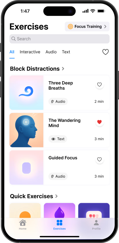 Meta Learn exercises screen